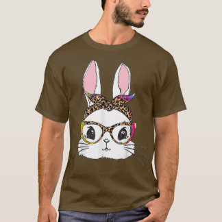 Gefärbte Krawatte Bunny Face Leopard Brille Headba T-Shirt
