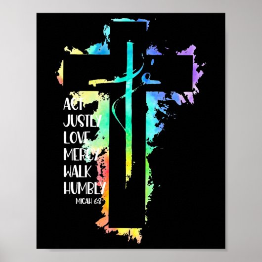 Gefärbte Krawatte Cross Micah 68 Akt Justly Bible  Poster (Vorne)
