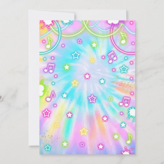 Gefärbte Krawatte Dance Birthday Party Einladung (Rückseite)