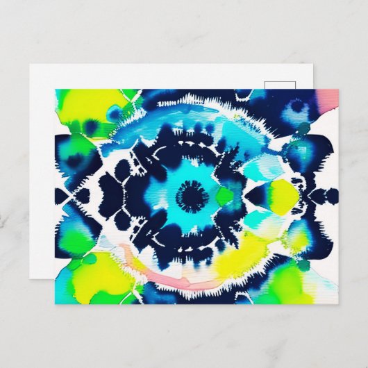 Gefärbte Krawatte des Blauen Auges Postkarte (Vorne/Hinten)