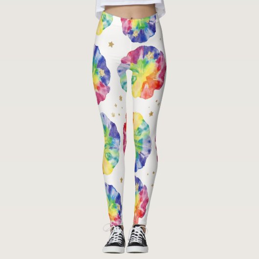 Gefärbte Krawatte des Regenbogens Nahtloses Muster Leggings (Vorderseite)