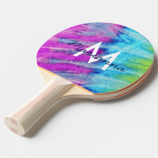 Gefärbte Krawatte Design Monogram Retro Tischtennis Schläger (Vorderseite)