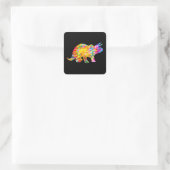 GEFÄRBTE KRAWATTE DINOSAUR QUADRATISCHER AUFKLEBER (Tasche)