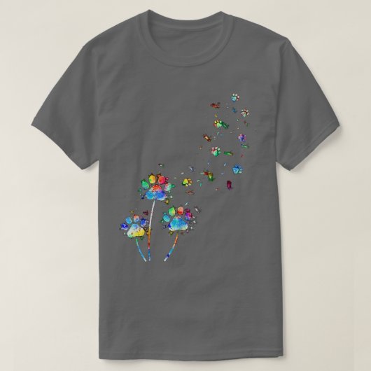 Gefärbte Krawatte Dog Paw Blume Fly Dandelion Funn T-Shirt (Design vorne)