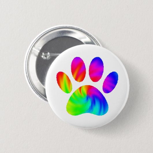 Gefärbte Krawatte Dog Paw Print Graphic Button (Vorne & Hinten)