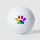 Gefärbte Krawatte Dog Paw Print Graphic Golfball (Vorderseite)
