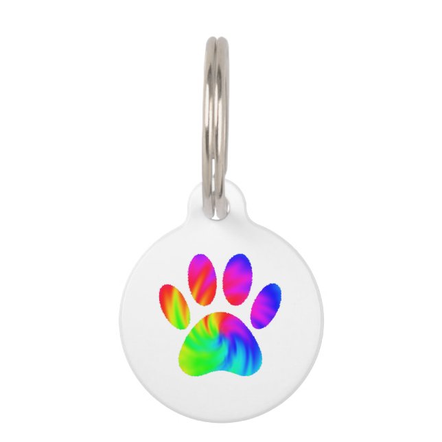 Gefärbte Krawatte Dog Paw Print Graphic Haustiermarke (Vorderseite)