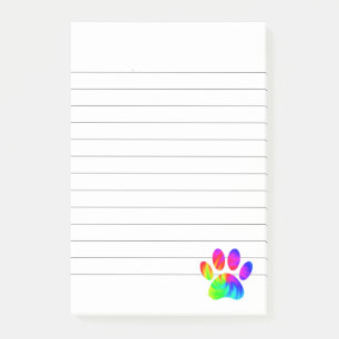 Gefärbte Krawatte Dog Paw Print Graphic Lined Post-it Klebezettel