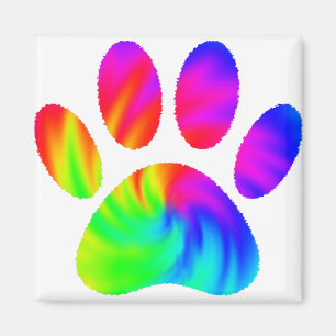 Gefärbte Krawatte Dog Paw Print Graphic Magnet