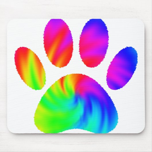 Gefärbte Krawatte Dog Paw Print Graphic Mousepad (Vorne)