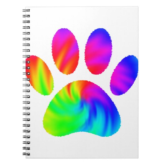 Gefärbte Krawatte Dog Paw Print Graphic Notizblock (Vorderseite)