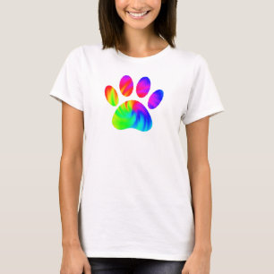Gefärbte Krawatte Dog Paw Print Graphic T-Shirt