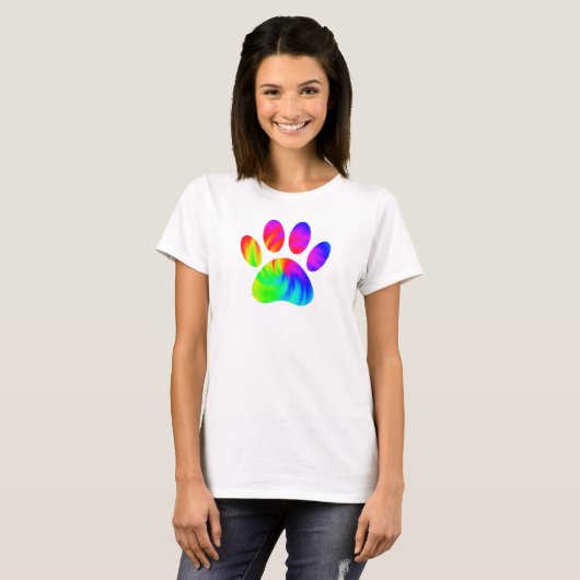 Gefärbte Krawatte Dog Paw Print Graphic T-Shirt (Vorne ganz)