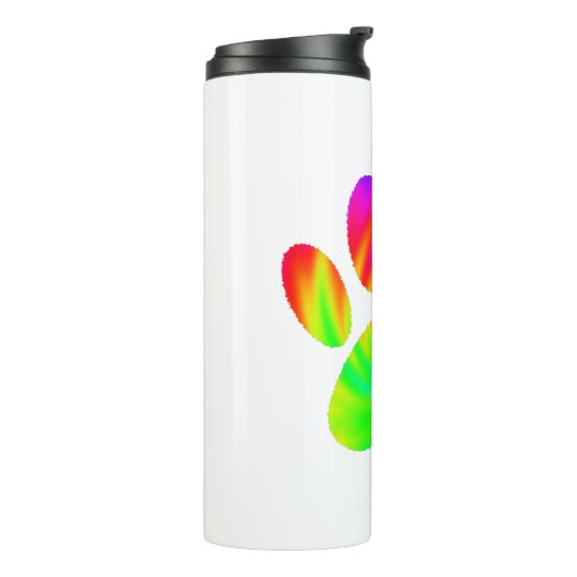Gefärbte Krawatte Dog Paw Print Graphic Thermosbecher (Nach links gedreht)