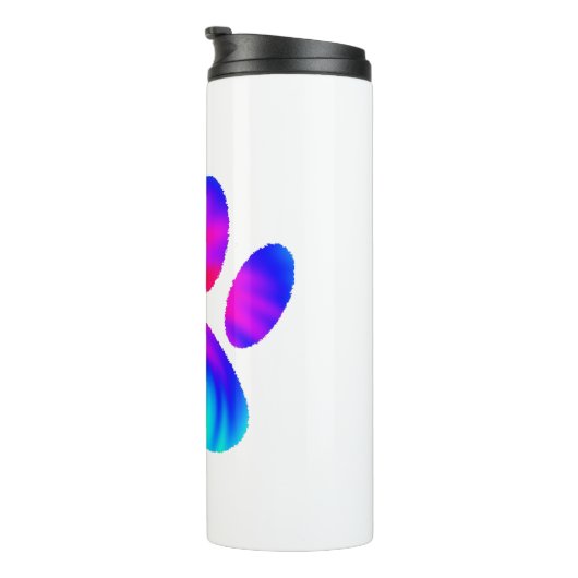 Gefärbte Krawatte Dog Paw Print Graphic Thermosbecher (Nach rechts gedreht)