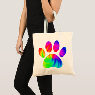 Gefärbte Krawatte Dog Paw Print Graphic Tote Bag Tragetasche
