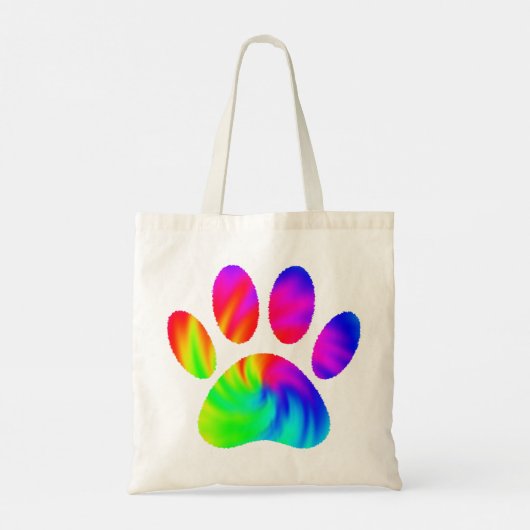 Gefärbte Krawatte Dog Paw Print Graphic Tote Bag Tragetasche (Rückseite)