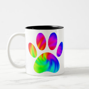 Gefärbte Krawatte Dog Paw Print Graphic Zweifarbige Tasse