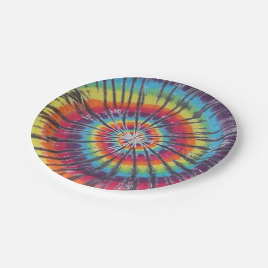 Gefärbte Krawatte drehen Pappteller (Schrägansicht)