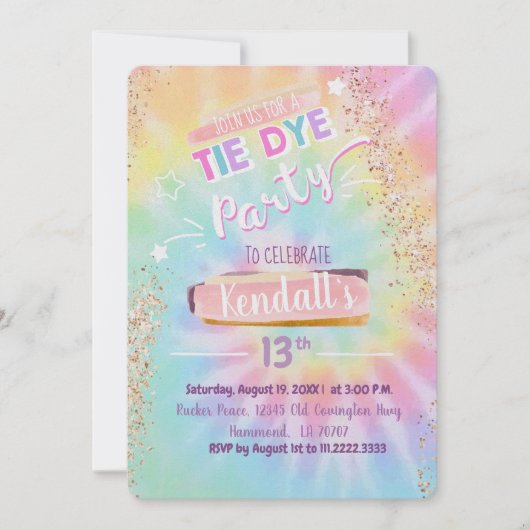 Gefärbte Krawatte Einladung (Vorderseite)