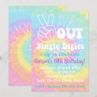 Gefärbte Krawatte Einladung zum 10. Geburtstag Fri