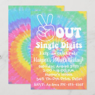 Gefärbte Krawatte Einladung zum 10. Geburtstag Fri