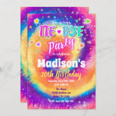 gefärbte Krawatte Einladung zum Geburtstag, Hippie (Vorne/Hinten)