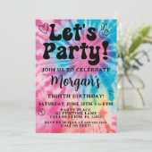 Gefärbte Krawatte Einladung zur Geburtstagspartei (Stehend Vorderseite)