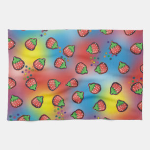 Gefärbte Krawatte Erdbeeren Fields Geschirrtuch