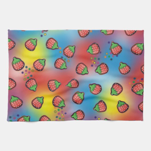 Gefärbte Krawatte Erdbeeren Fields Geschirrtuch (Horizontal)