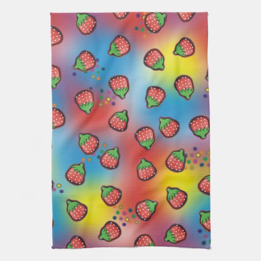 Gefärbte Krawatte Erdbeeren Fields Geschirrtuch (Vertikal)