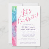 Gefärbte Krawatte Farbenfrohe helle Pasta Rosa Twe Einladung (Vorderseite)