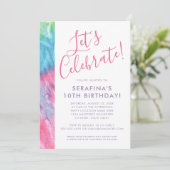 Gefärbte Krawatte Farbenfrohe helle Pasta Rosa Twe Einladung (Stehend Vorderseite)