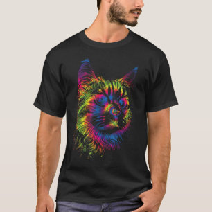 Gefärbte Krawatte Farbenfrohe Katze Silhouette Kat T-Shirt