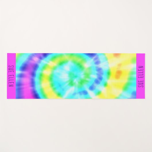 Gefärbte Krawatte Farbenfroher Regenbogen Swirl Yo Yogamatte (Vorderseite (Horizontal))