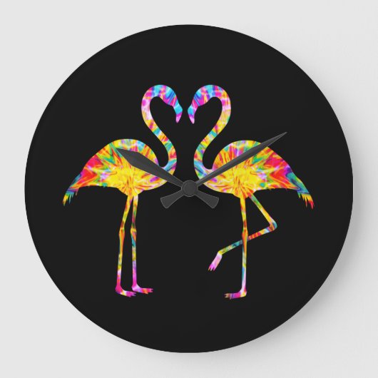 GEFÄRBTE KRAWATTE FLAMINGO GROßE WANDUHR (Vorderseite)
