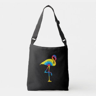 Gefärbte Krawatte Flamingo Rainbow Print Bird Ani Tragetaschen Mit Langen Trägern