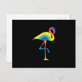 Gefärbte Krawatte Flamingo Rainbow Print Bird Anim Ankündigungspostkarte (Vorne/Hinten)