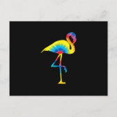 Gefärbte Krawatte Flamingo Rainbow Print Bird Anim Ankündigungspostkarte (Vorderseite)
