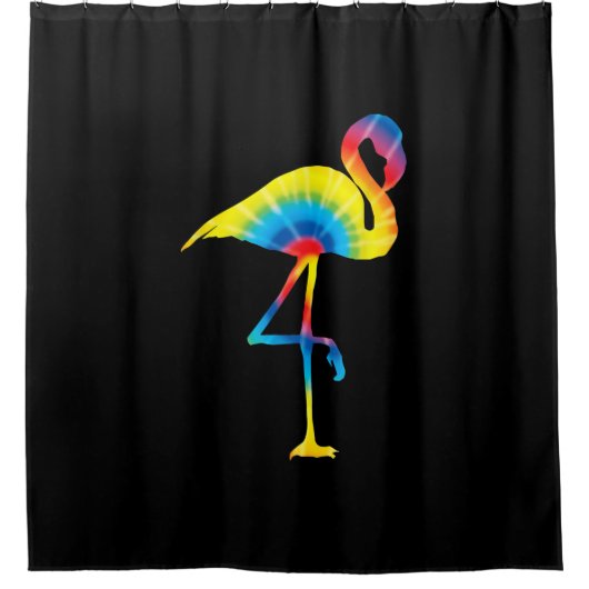 Gefärbte Krawatte Flamingo Rainbow Print Bird Anim Duschvorhang (Vorderseite)