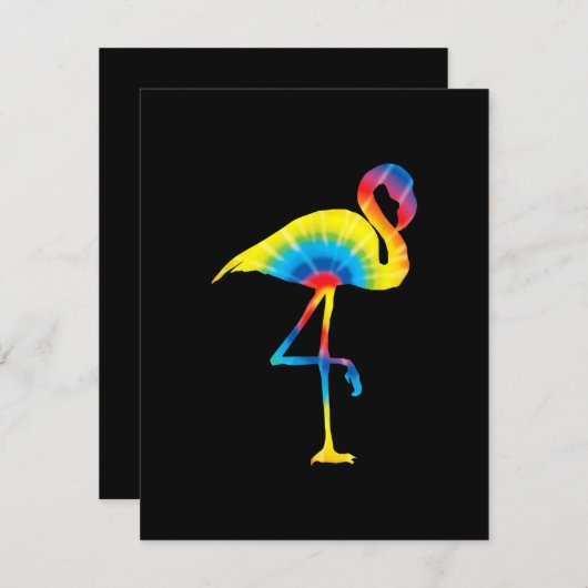 Gefärbte Krawatte Flamingo Rainbow Print Bird Anim Einladung (Vorne/Hinten)