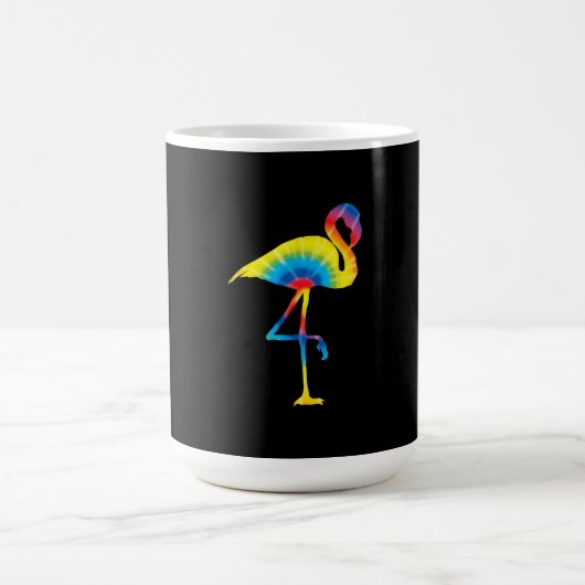Gefärbte Krawatte Flamingo Rainbow Print Bird Anim Kaffeetasse (Mittel)