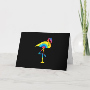 Gefärbte Krawatte Flamingo Rainbow Print Bird Anim Karte