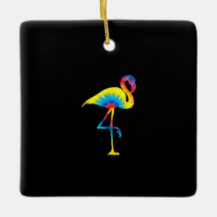 Gefärbte Krawatte Flamingo Rainbow Print Bird Anim Keramikornament