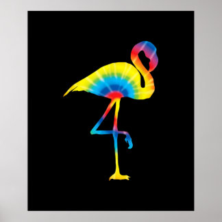 Gefärbte Krawatte Flamingo Rainbow Print Bird Anim Poster