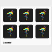 Gefärbte Krawatte Flamingo Rainbow Print Bird Anim Quadratischer Aufkleber (Blatt)