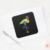 Gefärbte Krawatte Flamingo Rainbow Print Bird Anim Quadratischer Aufkleber (Umschlag)
