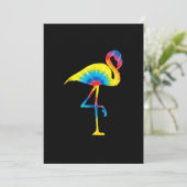 Gefärbte Krawatte Flamingo Rainbow Print Bird Anim Save The Date (Stehend Vorderseite)