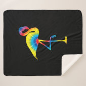 Gefärbte Krawatte Flamingo Rainbow Print Bird Anim Sherpadecke (Vorderseite (Horizontal))
