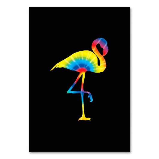 Gefärbte Krawatte Flamingo Rainbow Print Bird Anim Tischnummer (Vorderseite)